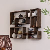 Étagère de présentation de tasses en bois au design moderne, compartiment de rangement, étagères murales flottantes pour la cuisine, type sculpté sur pied