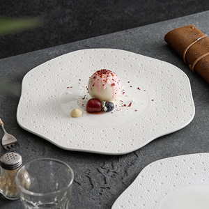 Assiette à dîner en céramique plateau irrégulier apéritif pâtes spectacle cuisine salade dessert steak gâteau plateau de service restaurant vaisselle - Product Image 1