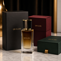 Flacon de parfum carré en verre de luxe personnalisé 30ml 50ml 100ml avec bouchon en bois, flacons de parfum vides à vaporisateur vert dégradé avec boîte