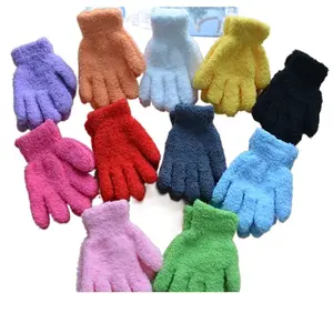 Sıcak kış streç akrilik Polyester elyaf kız çocuk çocuklar kış eldiven