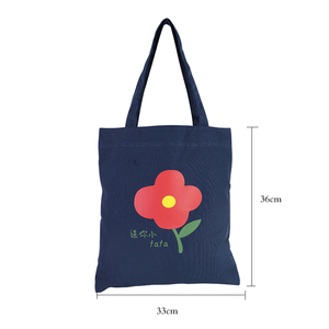 Sac fourre-tout en toile de coton marine tendance, design uni personnalisé, motif lettres sérigraphiées, léger, épaisseur 8 oz, taille moyenne, usage quotidien - Product Image 5