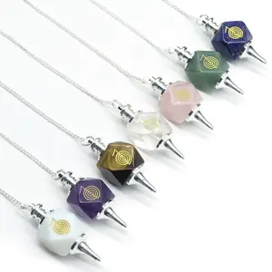 批发新设计菱形紫水晶催眠治疗水晶宝石多宝石摆