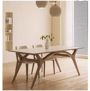 Nordeuropa Massivholz Rock Schiefer Tisch moderne einfache rechteckige importierte weiße Rock Schiefer Esstisch Set