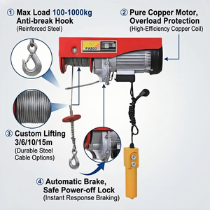 Palans électriques légers et silencieux sans fil 110V monophasés pour atelier de maintenance et chantier de construction - Product Image 2