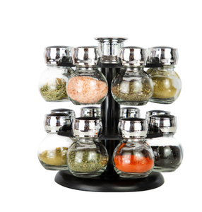 Offre Spéciale : 16 Bouteilles à Épices Modernes en Métal Rotatives avec Support de Rangement en Plastique pour Restaurants et Bars - Product Image 1