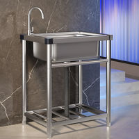 Table de restauration de qualité commerciale en acier inoxydable avec évier simple/double/triple pour la préparation des aliments