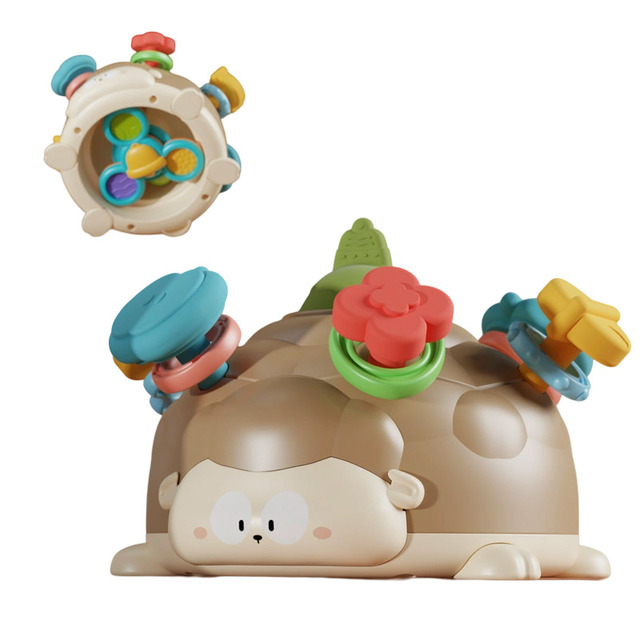 Custom Baby Early Education Montessori Learning Busies Ball Toy Cognitive Rattle Teeth Glue Fidget Gyro 3 in 1 Toy
