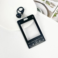 Étui vertical de protection pour carte d'identité style lecteur de musique avec porte-clés, jolie housse de protection pour photocard