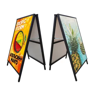 Dubbelzijdig Een Frame Opvouwbaar Stoepbord Heavy Duty Metalen Poster Board Display Stand Voor Bedrijven Indoor Outdoor Street