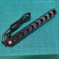 Barre d'alimentation Schuko 9 prises, montage en rack, PDU avec double interrupteur, 220V 16A AC, modèle en alliage d'aluminium DFES-61