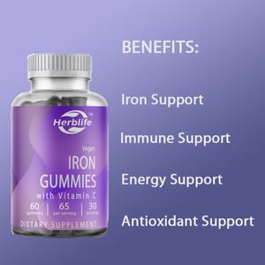 Complément alimentaire en gommes de fer OEM/ODM, vente chaude, pour femmes et hommes - 60 gommes végétaliennes avec vitamine C, saveur de raisin naturelle - Product Image 3