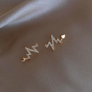 Mignon battement de coeur boucles d'oreilles <span class=keywords><strong>ECG</strong></span> médical romantique coeur boucles d'oreilles infirmière médecin tenue quotidienne bijoux cadeau - Product Image 1