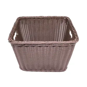 Bền Khác Nhau Đa Chức Năng Dệt Tay Nhựa Mây Linen Giặt Giỏ Cho Nhà Nâu Nhựa Wicker Lưu Trữ Giỏ