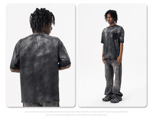 Vintage été lavage à l'acide soleil fondu tricoté respirant T-Shirt 100% coton surdimensionné solide motif numérique OEM Service disponible - Product Image 2