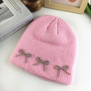 Autumn Winter Women's Cute Sweet Bow Knitted <b>Hat</b> Korean Style <b>Warm</b> <b>Hat</b> with Ear Protection Trendy Outdoor Casual Cold <b>Hat</b> - Product Image 4