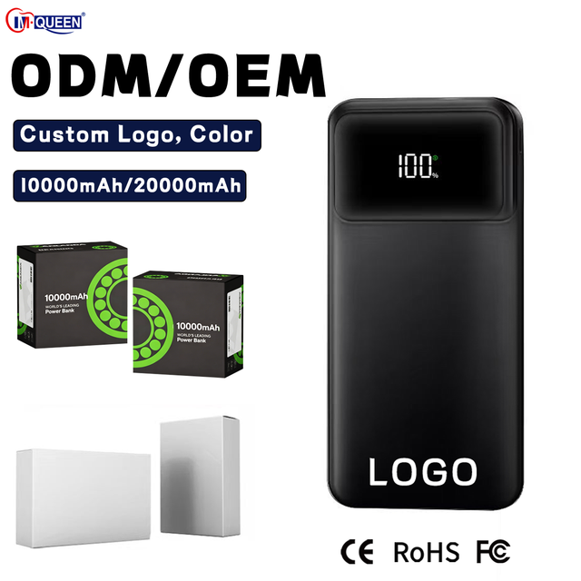 Portable High Capacity 20000mAh/10000mAh Type-C & Micro USB Output LED Display 22.5W Fast Charge Power Bank with Cable for Phone