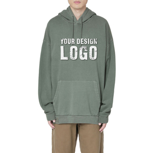 High Quality 100% Cotton Embroidery Print Logo Heavyweight Blank Mens <b>Hoodie</b> Customized Drop Shoulder Oversize Men's Hoodies - Product Image 3
