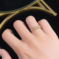 Bague de mode en or jaune 18 carats avec diamant de laboratoire rond et serti, pour femme, bijoux fins, empilable
