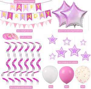 Decoraciones Rosas <span class=keywords><strong>de</strong></span> Cumpleaños para Niñas, Globos <span class=keywords><strong>de</strong></span> <span class=keywords><strong>Papel</strong></span> con Forma <span class=keywords><strong>de</strong></span> Estrella, Guirnalda, Artículos Perfectos para Fiestas <span class=keywords><strong>de</strong></span> Adolescentes y Mujeres - Product Image 2