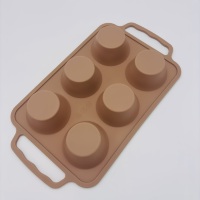 Moule à muffins rond en silicone 6 tasses avec cadre métallique renforcé et doubles poignées