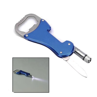Ouvre-bouteille portable de haute qualité en acier inoxydable et aluminium avec couteau et lampe torche pour le camping et la randonnée en plein air, respectueux de l'environnement