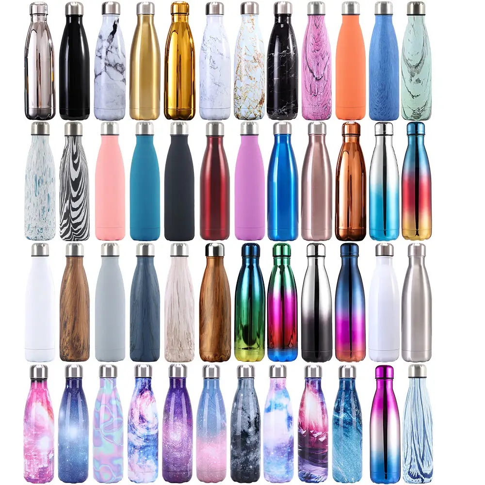 Customized 350ml 500ml 750ml 1000ml insulated stainless steel hot and cold double wall insulated vacuum water cola bottle