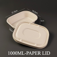 Vente en gros de boîtes en papier pour salades, sushis, repas rapides, contenants alimentaires biodégradables en matériaux recyclés de 1000 ml