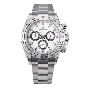 Chronométrage mouvement à quartz en acier inoxydable verre saphir profond panda dytona montres pour hommes et femmes