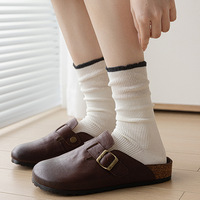 Chaussettes mi-mollet en coton respirantes de couleur unie blanches pour femmes, style ballet-japonais, printemps/automne