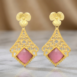 Pendientes Colgantes de Aleación de Metal Precioso con Baño de Oro, Hechos a Mano con Piedras Preciosas, para Fiesta de Compromiso, Unisex para Mujer - Product Image 2