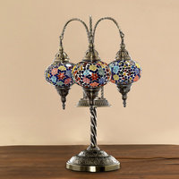 Lampes en mosaïque marocaines de Marrakech, lampes de table turques, 3 globes, fabrication artisanale, style bohème