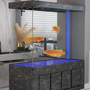 Grand <span class=keywords><strong>aquarium</strong></span> mural sur pied, lumière de luxe, verre ultra blanc avec filtre inférieur pour salon - Product Image 3