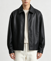 Veste en cuir de mouton noir pour homme, style décontracté, respirante et coupe-vent, fabrication artisanale à pois, directement de l'usine, inspirée des grandes marques de luxe.
