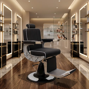 Sillas de Barbero Hidráulicas de Diseño Moderno con Altura Ajustable, Estructura de Acero Inoxidable y Tapicería de Cuero Sintético para Salón Comercial - Product Image 1