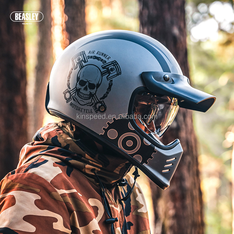 Beasley Retro Classic Style Full Face Street Bike Helmets