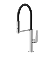 Robinet de cuisine à levier unique en or rose haut de gamme avec tuyau en silicone noir