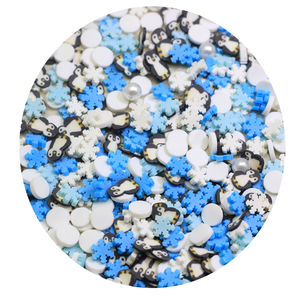 CHENXI 500g Confettis en argile polymère sur le thème de Noël, mélange de pingouins, flocons de neige, perles, garniture pour slime, personnalisé en 3D - Product Image 2