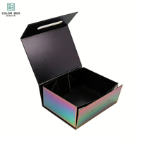 Boîte en papier rigide pliable magnétique noire personnalisée de luxe avec logo, recyclable, gaufrage finition mate pour cadeaux haut de gamme, chaussures, vêtements