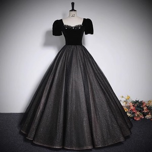 Black Ball Gown Evening Dress Sweetheart Neckline Empire Waist Full Skirt Formal Wear Wedding Party Dress - Product Image 1
