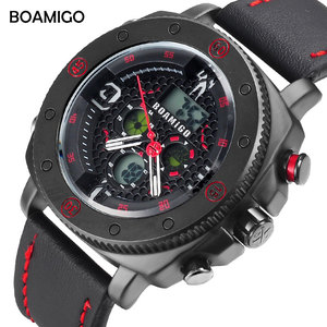 <span class=keywords><strong>BOAMIGO</strong></span>-<span class=keywords><strong>reloj</strong></span> analógico de cuarzo para hombre, cronógrafo deportivo con pantalla LED Digital, color marrón y azul, resistente al agua, 3 unidades - Product Image 3