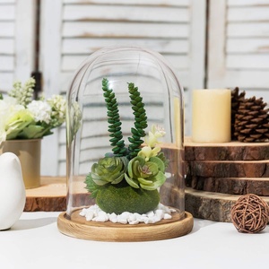 수제 투명 유리 클로슈 벨 자 캔들 돔 (블랙/화이트 받침대 포함) - 결혼 선물, 집 장식용 - Product Image 1