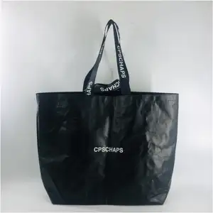 حقيبة تسوق قابلة لإعادة الاستخدام حقيبة تسوق من نوع femme pour mour Zip ذات علامة تجارية حقيبة تسوق من القطن مطبوعة بشعار أسود من شنغهاي