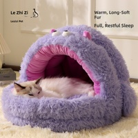 Lit pour chat transfrontalier très populaire, lit chaud d'hiver pour animaux de compagnie, lit fermé et épaissi pour chat et chien, application gratuite d'étiquettes disponible