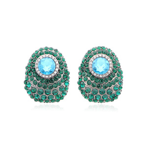 V & R nuevo diseño esmeralda de cristal azul Aqua piedras <span class=keywords><strong>hematita</strong></span> bronce chapado en pendientes - Product Image 1