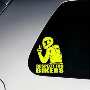 Adesivo per Moto 'Rispetto per Motociclisti', Decalcomania in Vinile Neon, Mascotte Biker, Adesivi Impermeabili per Auto, Multicolore, Modello XGS DECAL - Product Image 2