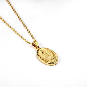 Pendentif religieux <span class=keywords><strong>Saint</strong></span> Michel sans ternissement plaqué <span class=keywords><strong>or</strong></span> <span class=keywords><strong>18</strong></span> <span class=keywords><strong>carats</strong></span>, <span class=keywords><strong>médaille</strong></span> de la Vierge Marie, pendentif vintage miraculeux de Guadalupe - Product Image 2