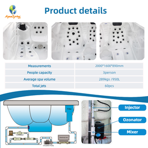 อ่างน้ำร้อนอะคริลิกสูง2เมตรสำหรับผู้ใหญ่3คนอ่างน้ำร้อนอะคริลิคพร้อมโอโซนติดตั้งง่าย - Product Image 3