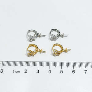 S925 Silver DIY <b>Pearl</b> <b>Earrings</b> Accessories with Empty Tray Bow 8-13mm Round Bead 22126 Jewelry - Product Image 4