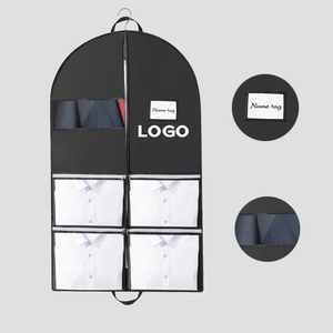 Sac à vêtements pour robe de mariée imprimée sur mesure pour hommes avec poche transparente pour carte de visite Fermeture à glissière en tissu non tissé Logo personnalisé - Product Image 1