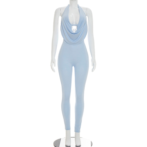 Viviblook D26JP151 Mono casual de una pieza sin mangas con cuello halter y espalda descubierta de color liso sexy para mujer - Colección de verano - Product Image 2